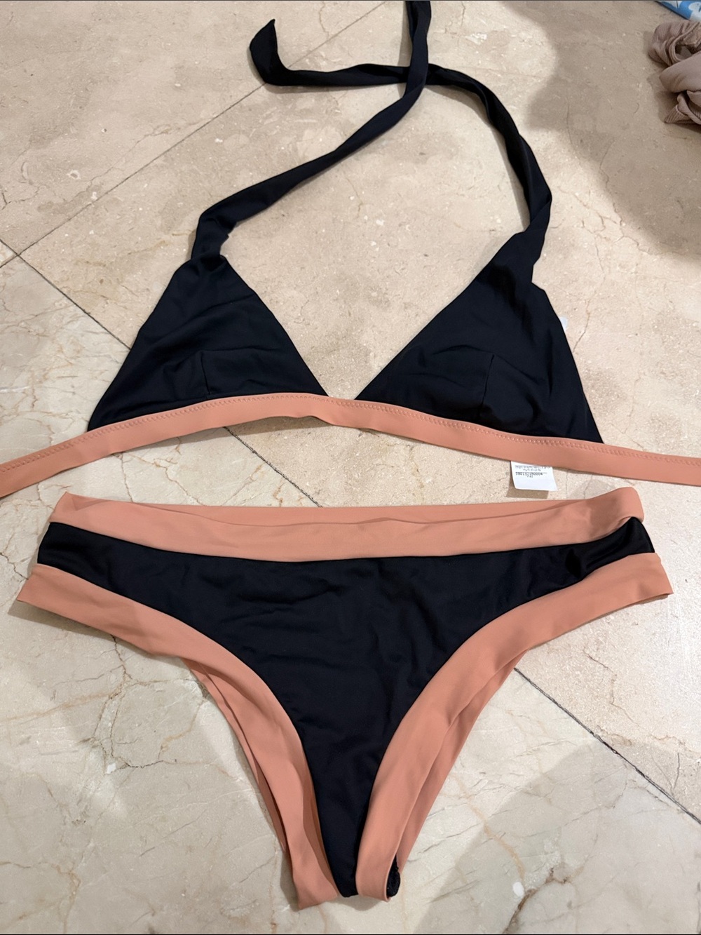 Pull&Bear Black Bikini with Nude Contrast Trim